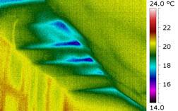 termovizní snímek vlhkostních poruch v místě kleštin