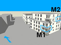 vyznačení místností M1 a M2