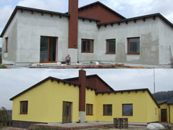 Pohled na dům před a po dokončení